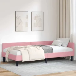 vidaXL Hoekbedframe Roze 80 x 200 cm Fluweel