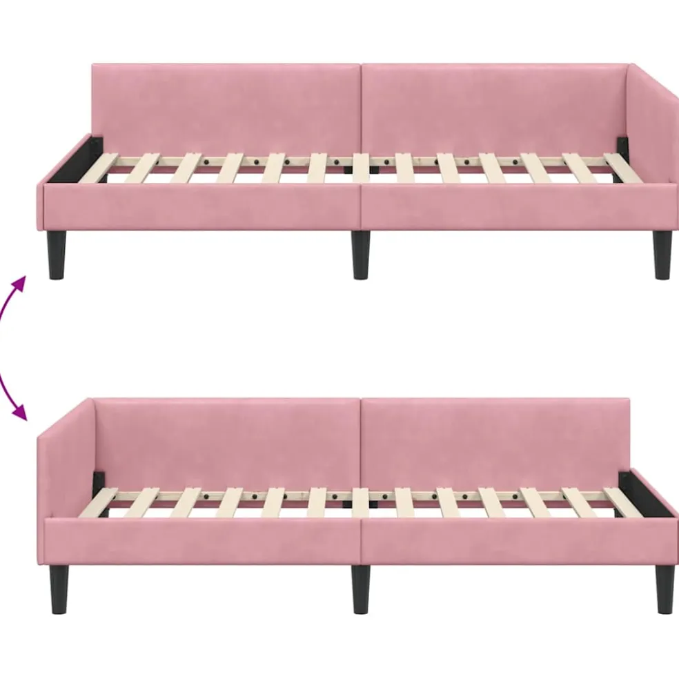 vidaXL Hoekbedframe Roze 80 x 200 cm Fluweel