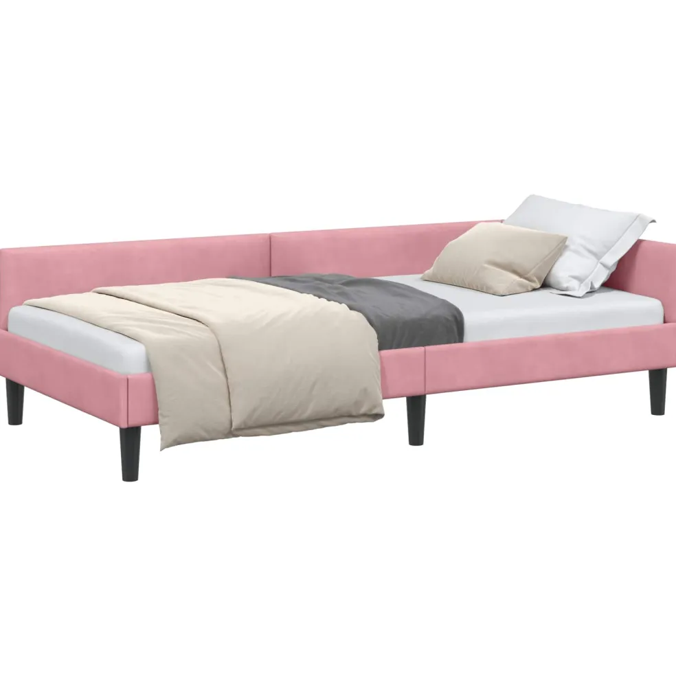 vidaXL Hoekbedframe Roze 80 x 200 cm Fluweel