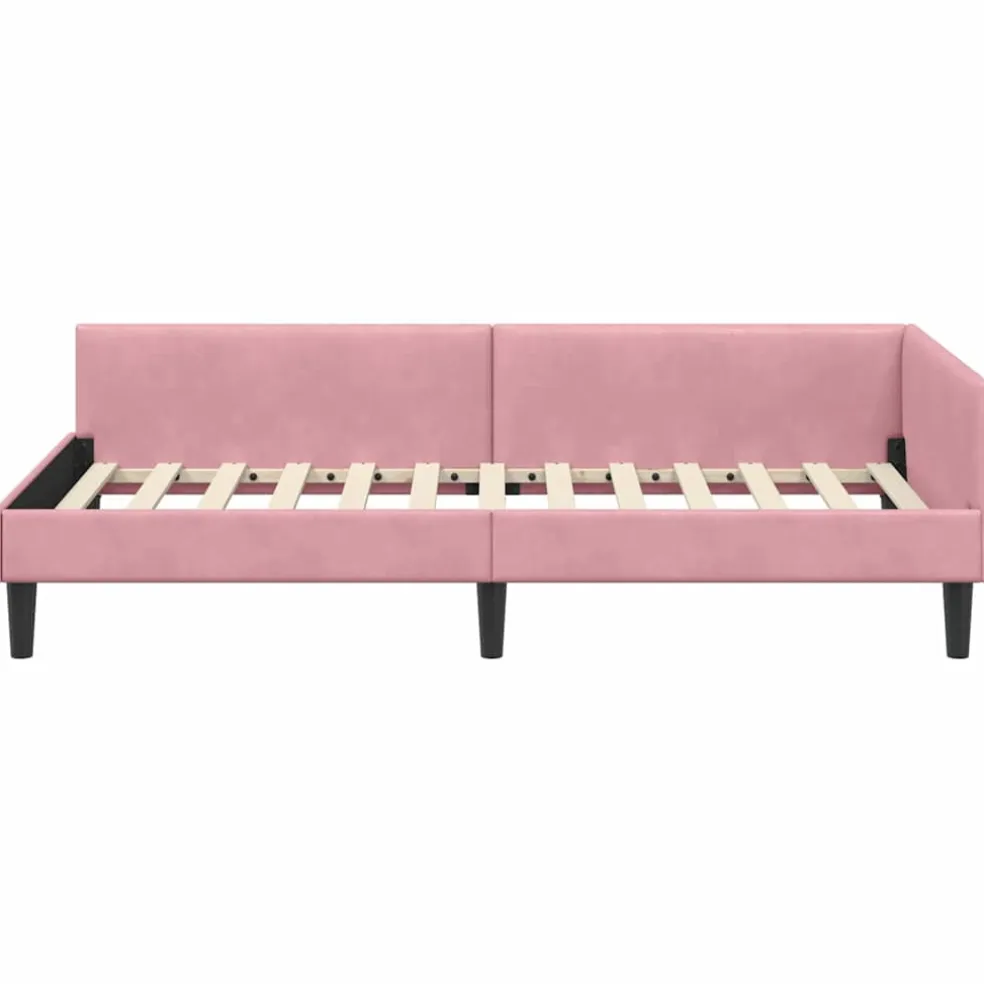 vidaXL Hoekbedframe Roze 80 x 200 cm Fluweel