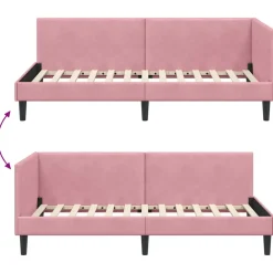 vidaXL Hoekbedframe Roze 80 x 200 cm Fluweel