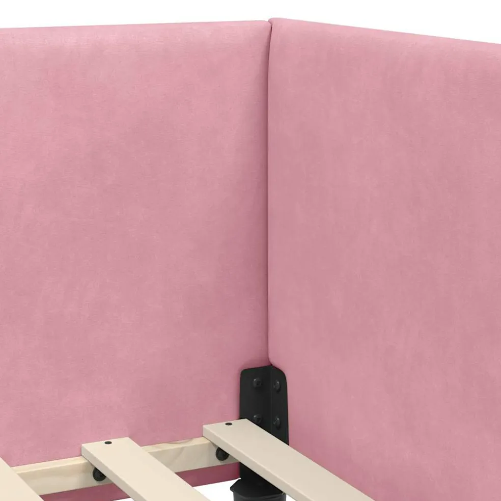 vidaXL Hoekbedframe Roze 80 x 200 cm Fluweel