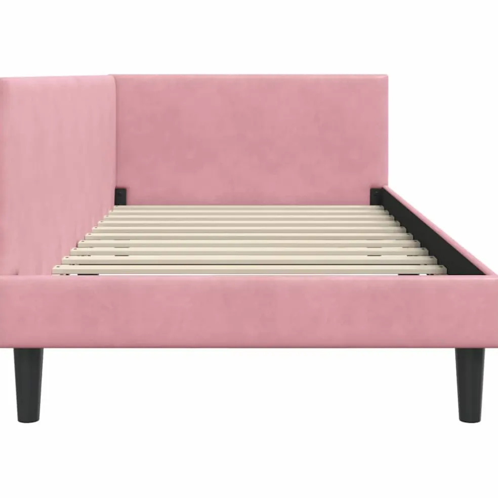 vidaXL Hoekbedframe Roze 80 x 200 cm Fluweel