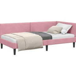 vidaXL Hoekbedframe Roze 80 x 200 cm Fluweel