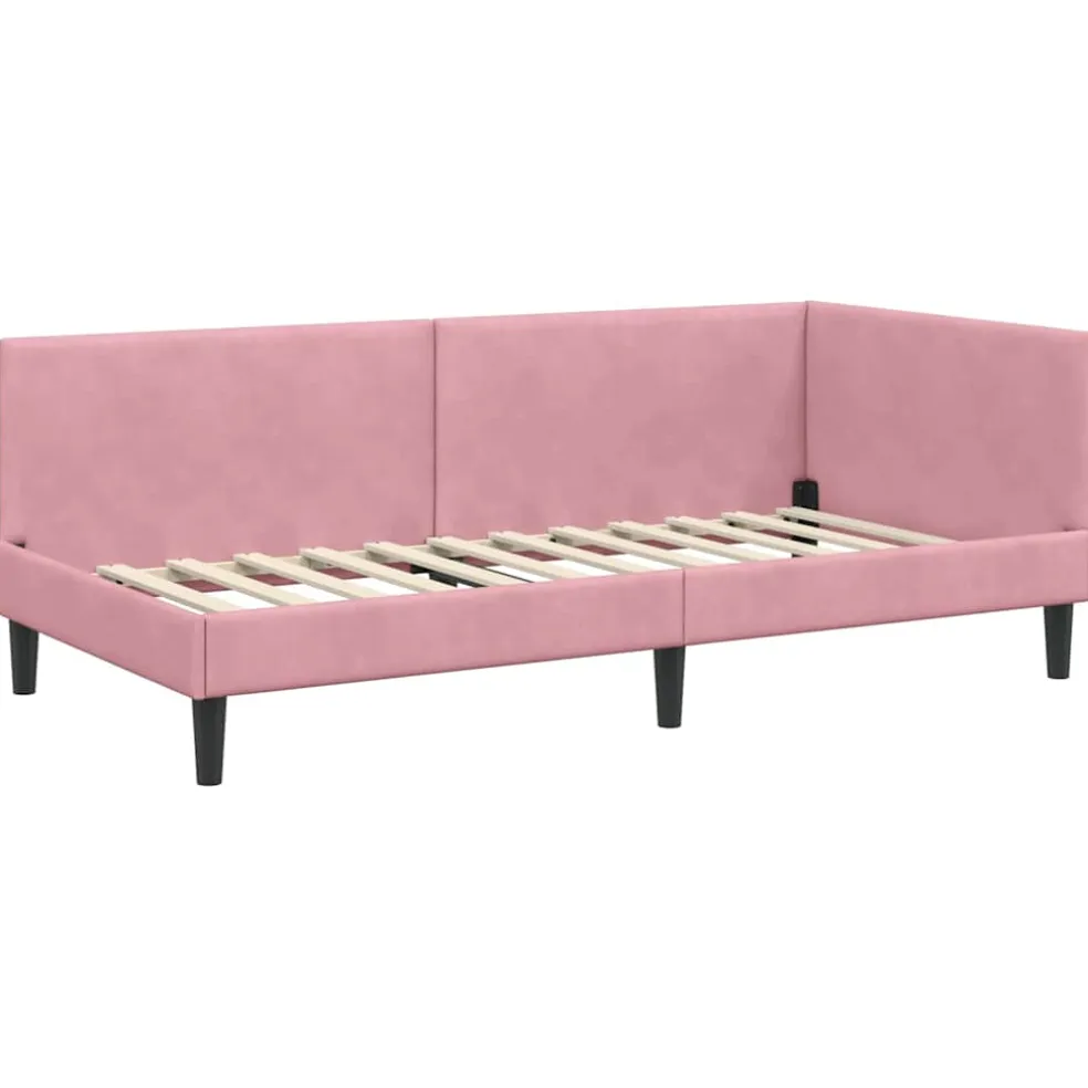 vidaXL Hoekbedframe Roze 80 x 200 cm Fluweel