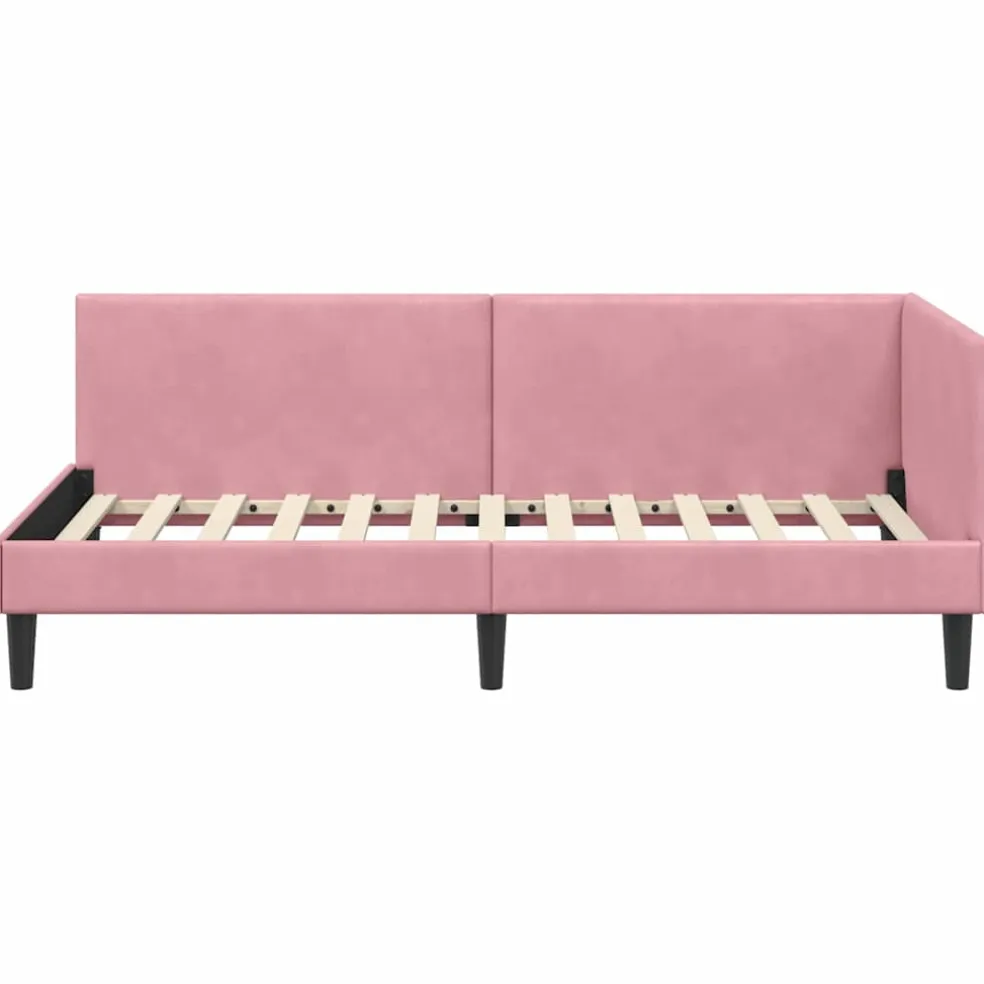 vidaXL Hoekbedframe Roze 80 x 200 cm Fluweel