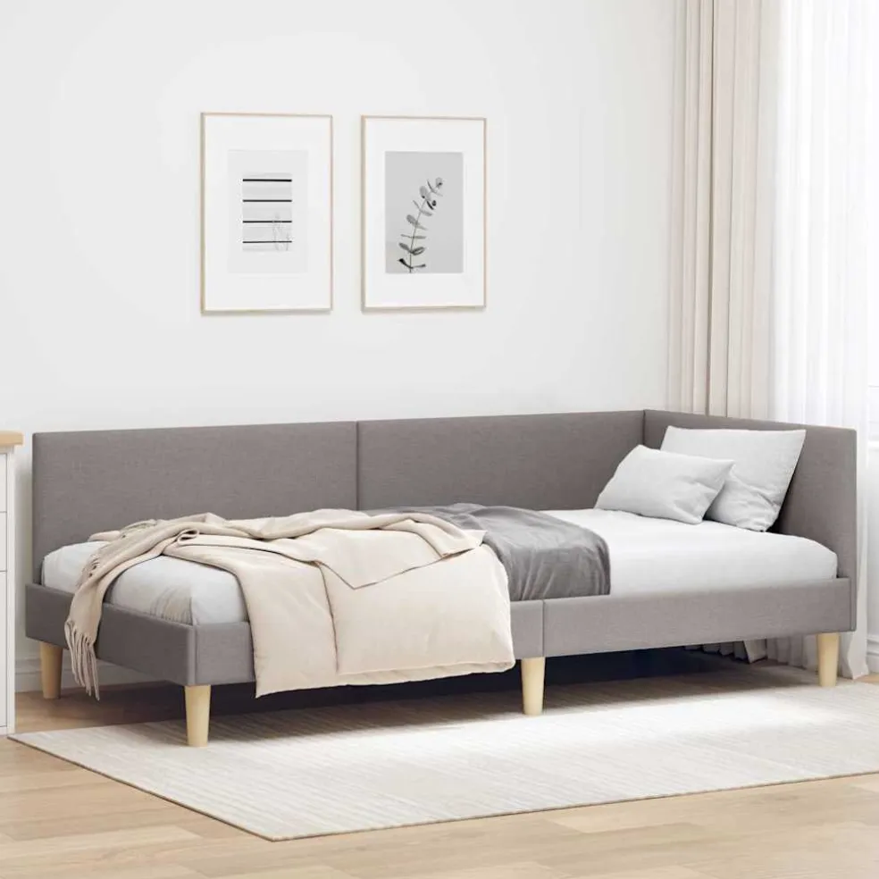 vidaXL Hoekbedframe Taupe 80 x 200 cm Stof