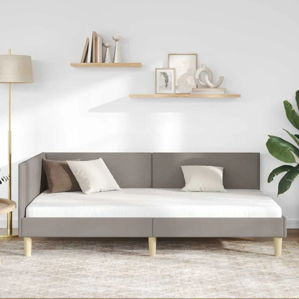 vidaXL Hoekbedframe Taupe 80 x 200 cm Stof