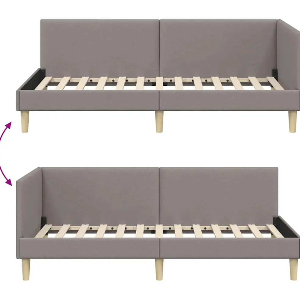 vidaXL Hoekbedframe Taupe 80 x 200 cm Stof