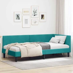 vidaXL Hoekbedframe Turquoise 80 x 200 cm Fluweel