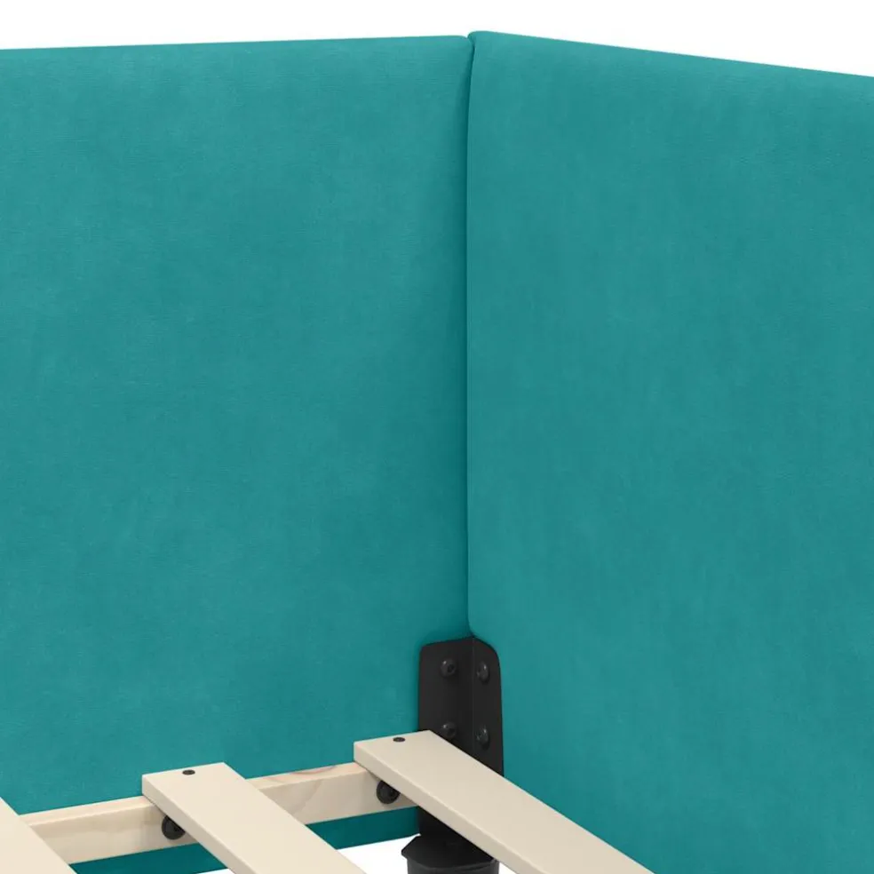 vidaXL Hoekbedframe Turquoise 80 x 200 cm Fluweel