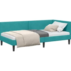 vidaXL Hoekbedframe Turquoise 80 x 200 cm Fluweel
