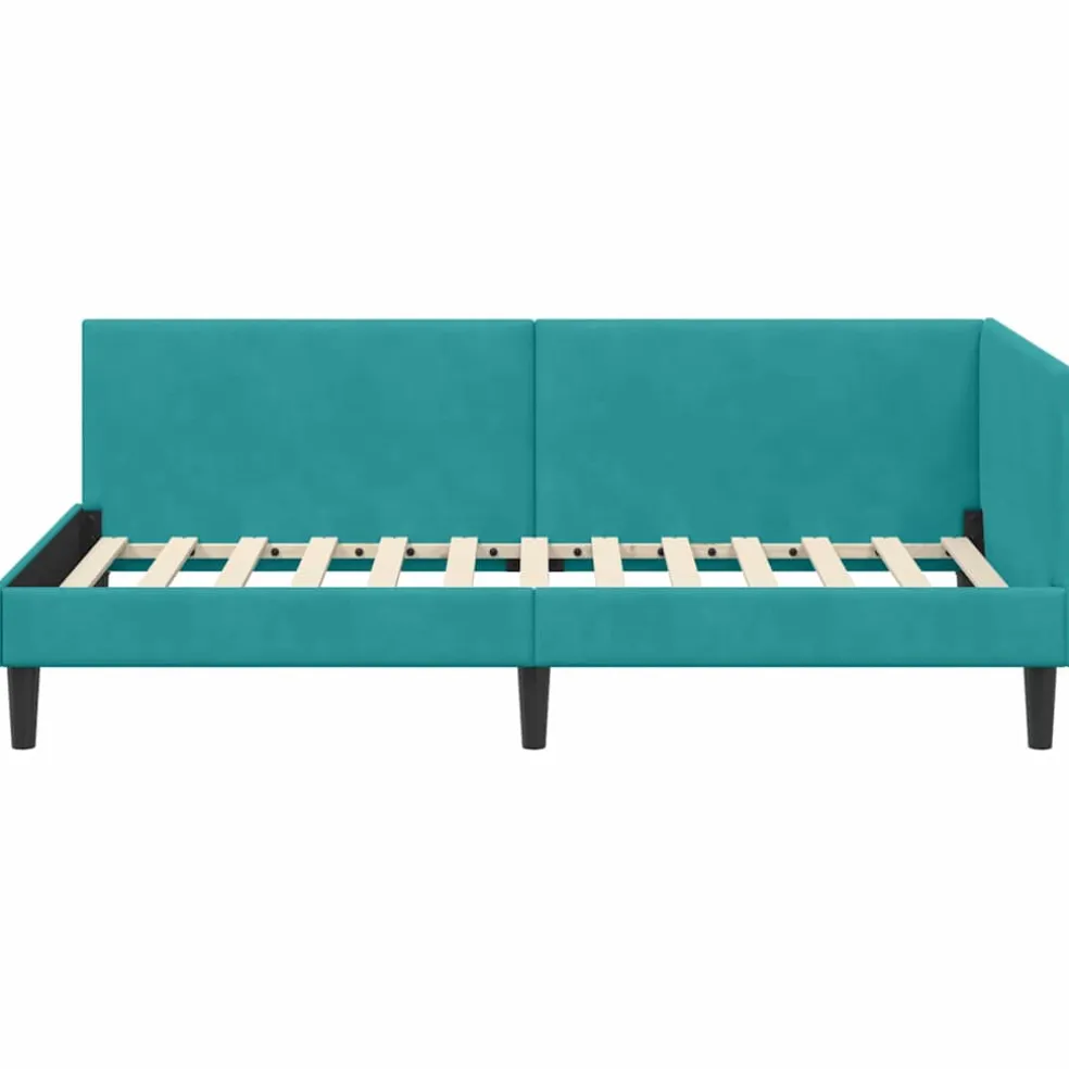 vidaXL Hoekbedframe Turquoise 80 x 200 cm Fluweel