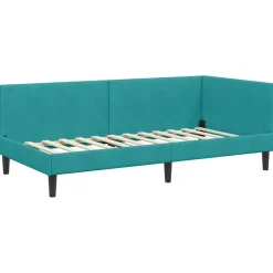 vidaXL Hoekbedframe Turquoise 80 x 200 cm Fluweel
