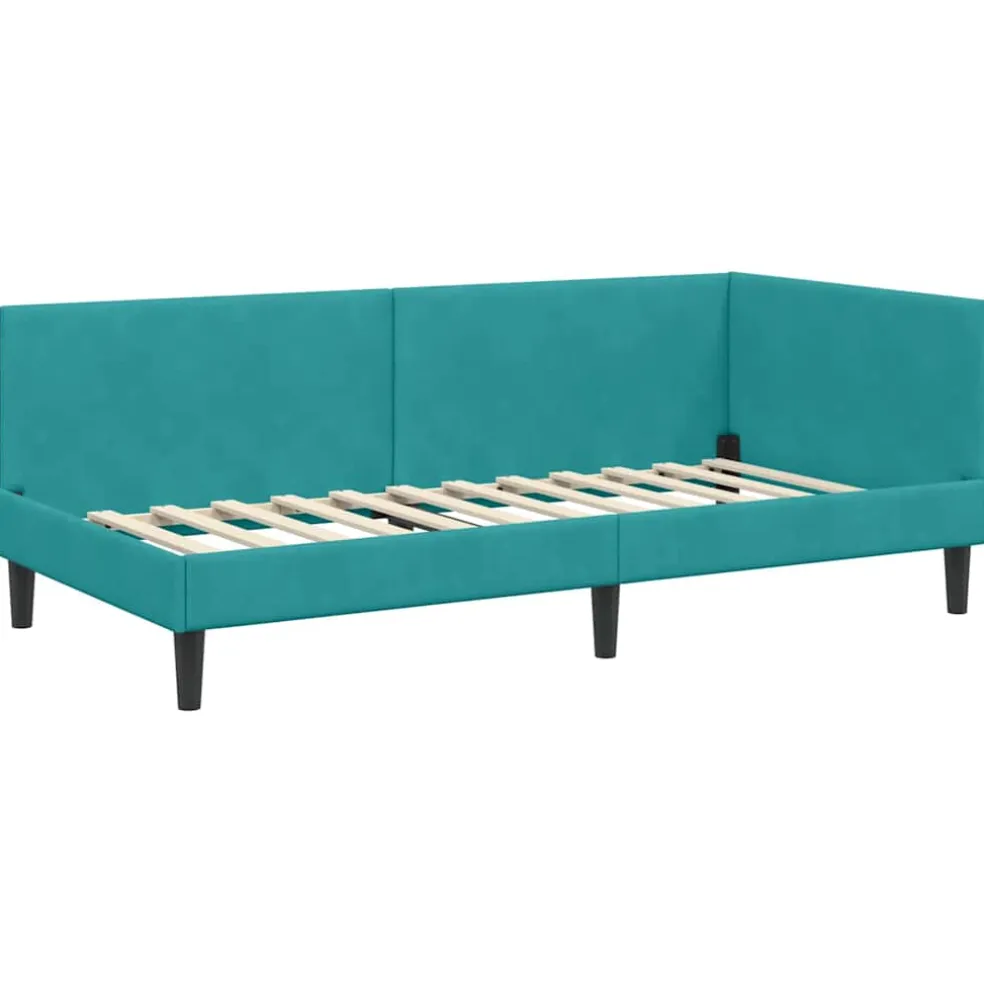 vidaXL Hoekbedframe Turquoise 80 x 200 cm Fluweel