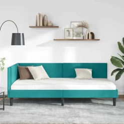 vidaXL Hoekbedframe Turquoise 80 x 200 cm Fluweel