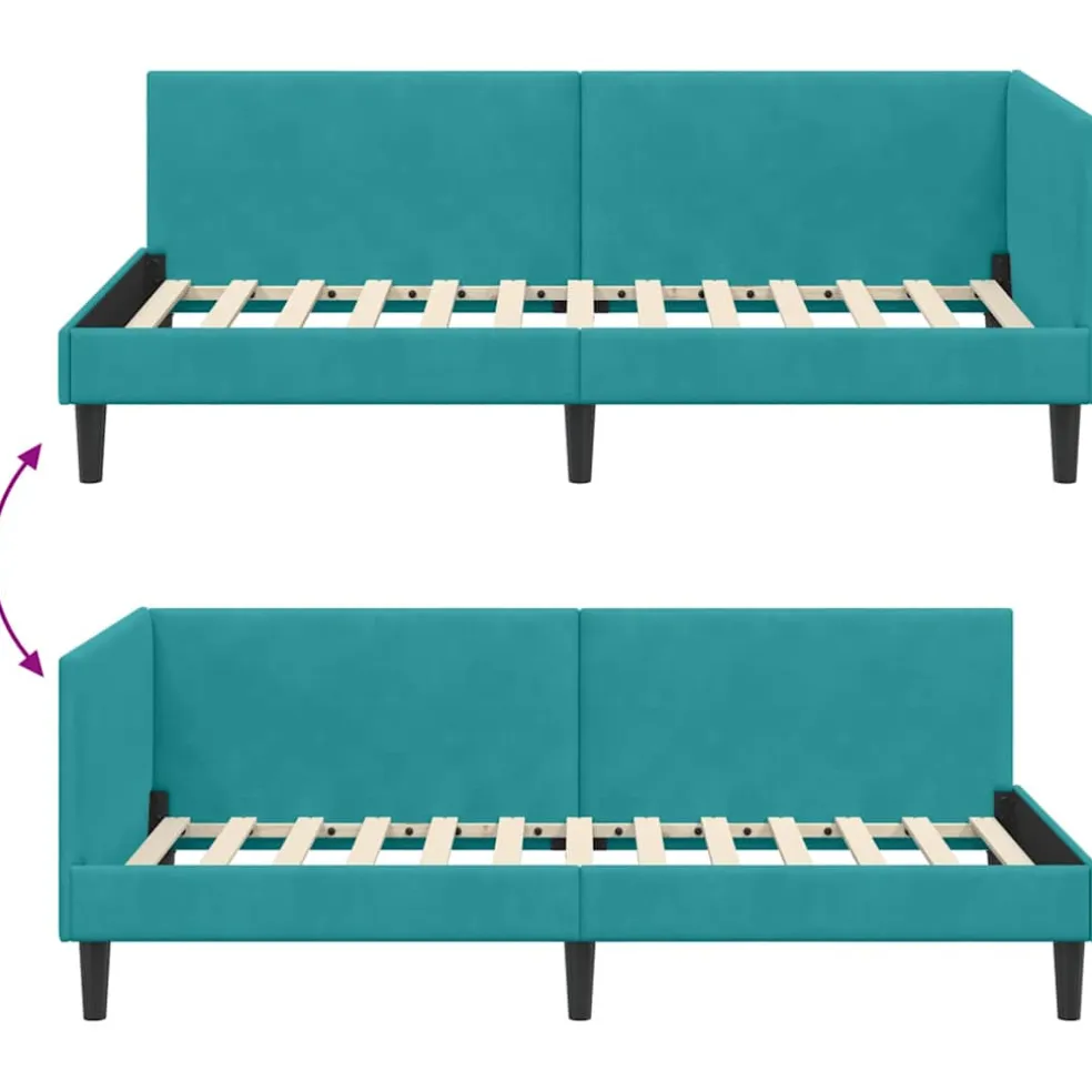 vidaXL Hoekbedframe Turquoise 80 x 200 cm Fluweel