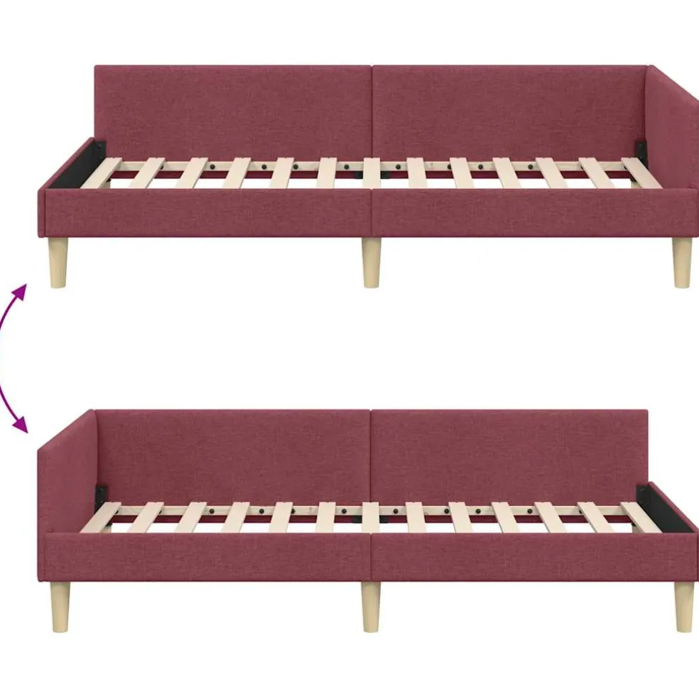 vidaXL Hoekbedframe Wijnrood 80 x 200 cm Stof