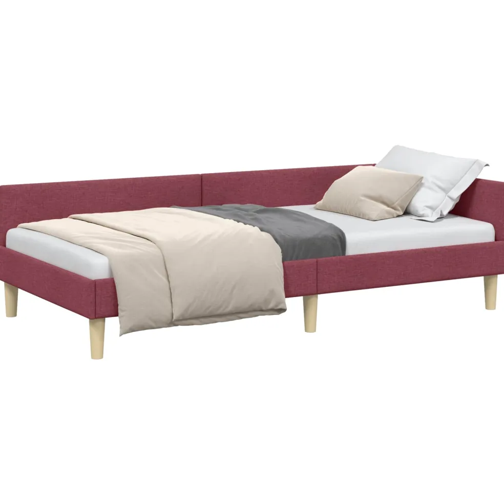vidaXL Hoekbedframe Wijnrood 80 x 200 cm Stof