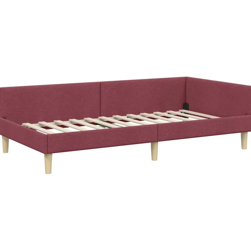 vidaXL Hoekbedframe Wijnrood 80 x 200 cm Stof