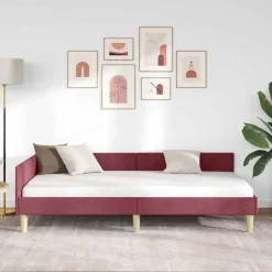 vidaXL Hoekbedframe Wijnrood 80 x 200 cm Stof