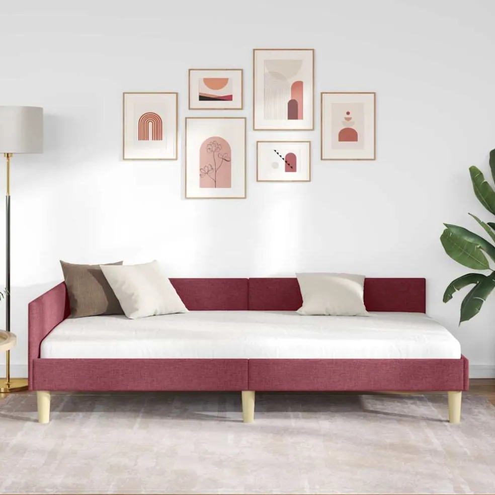 vidaXL Hoekbedframe Wijnrood 80 x 200 cm Stof