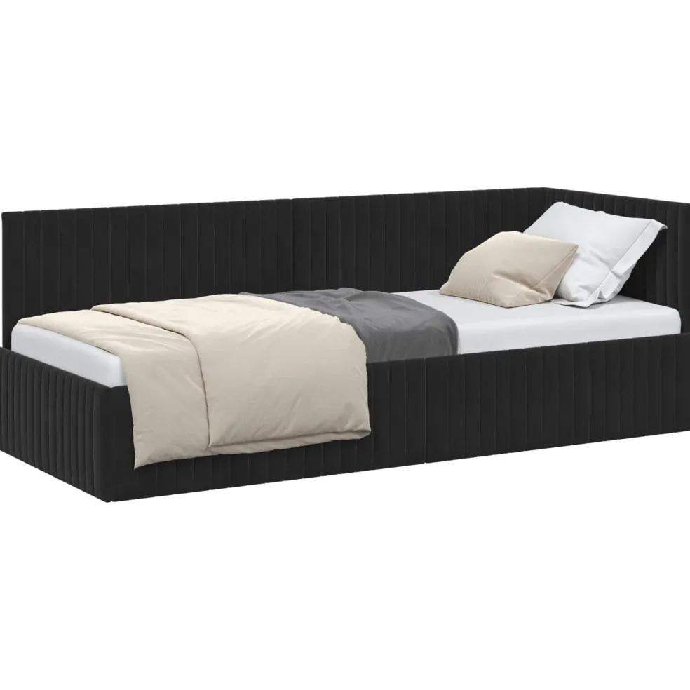 vidaXL Hoekbedframe Zwart 80 x 200 cm Fluweel