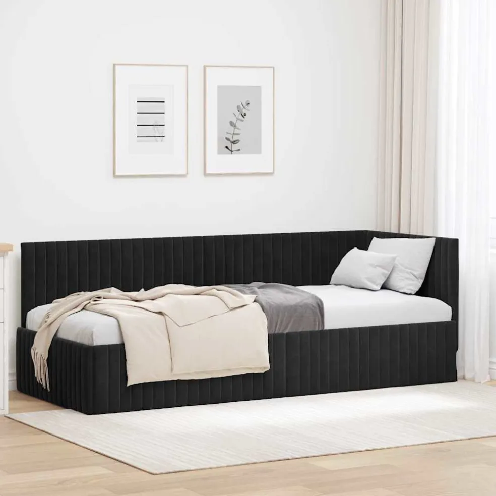 vidaXL Hoekbedframe Zwart 80 x 200 cm Fluweel