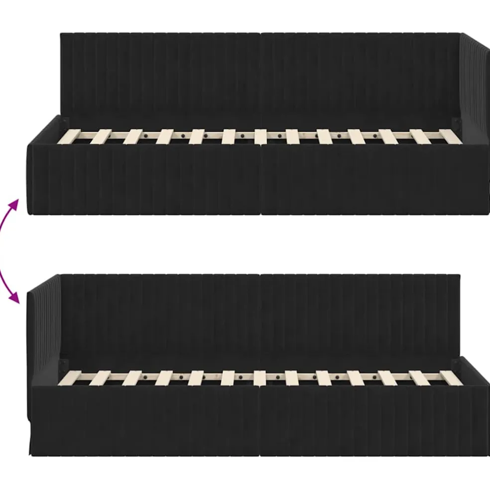 vidaXL Hoekbedframe Zwart 80 x 200 cm Fluweel