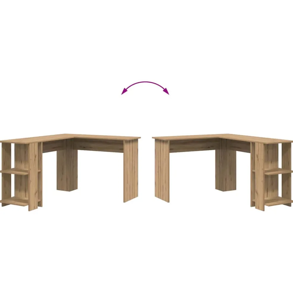 vidaXL Hoekbureau Artisan Eiken Bewerkt hout 140 x 113,5 x 75 cm