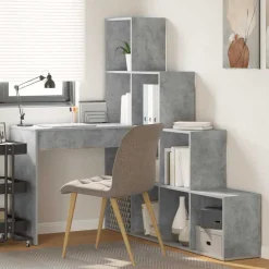 vidaXL Hoekbureau Beton Grijs 101,5 x 149,5 x 149,5 cm Bewerkt hout