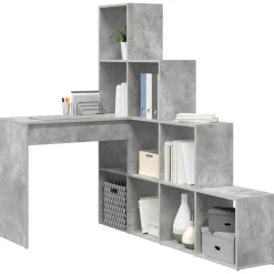 vidaXL Hoekbureau Beton Grijs 101,5 x 149,5 x 149,5 cm Bewerkt hout