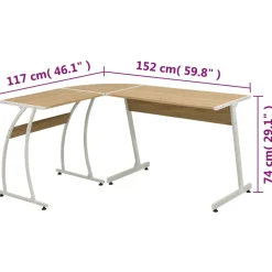 vidaXL Hoekbureau L-vormig eikenhout