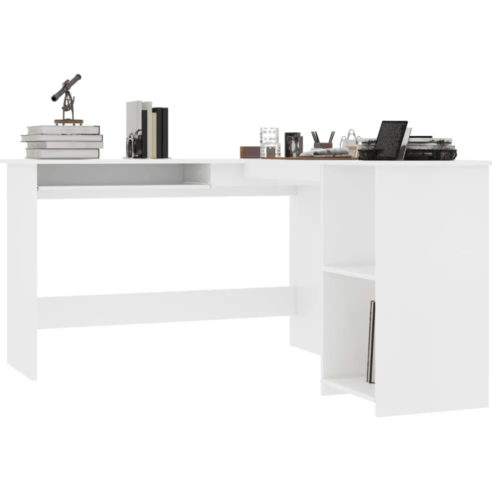 vidaXL Hoekbureau L-vormig 120x140x75 cm bewerkt hout wit