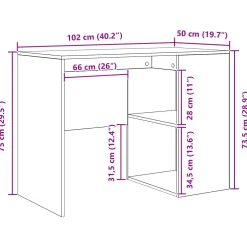 vidaXL Hoekbureau met lade met plank met opslag Wit 102 x 88 x 75 cm