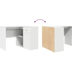 vidaXL Hoekbureau met lade met plank met opslag Wit 102 x 88 x 75 cm