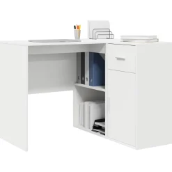 vidaXL Hoekbureau met lade met plank met opslag Wit 102 x 88 x 75 cm