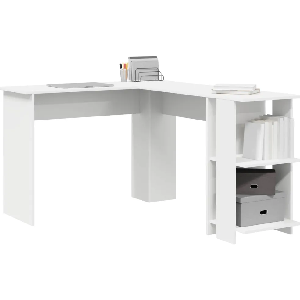 vidaXL Hoekbureau Wit Bewerkt hout 140 x 113,5 x 75 cm