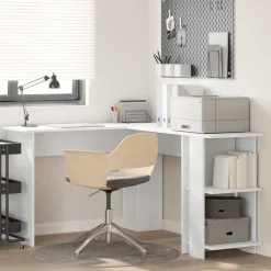 vidaXL Hoekbureau Wit Bewerkt hout 140 x 113,5 x 75 cm