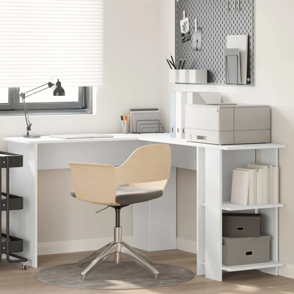 vidaXL Hoekbureau Wit Bewerkt hout 140 x 113,5 x 75 cm