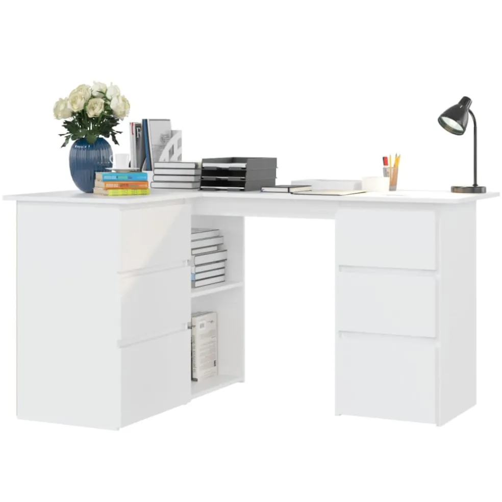 vidaXL Hoekbureau 145x100x76 cm bewerkt hout wit