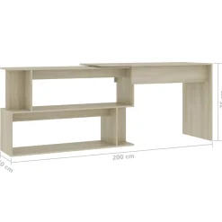 vidaXL Hoekbureau 200x50x76 cm bewerkt hout sonoma eikenkleurig
