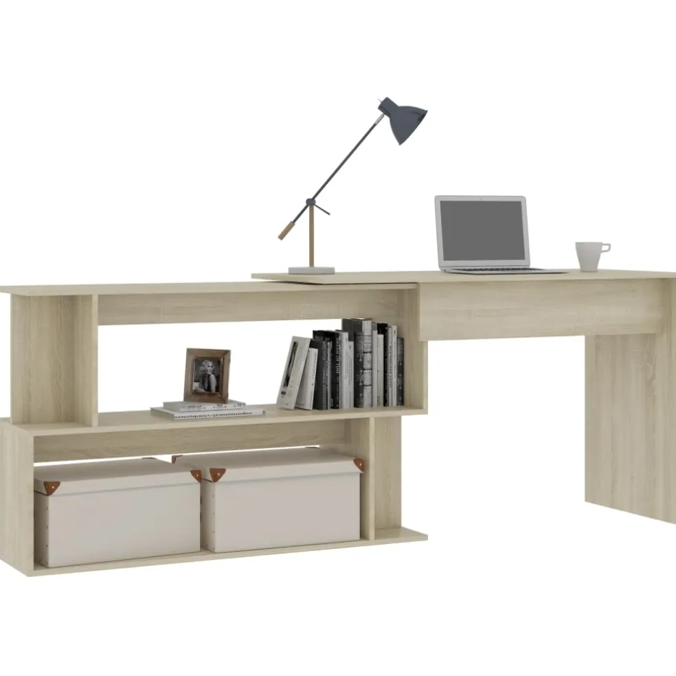 vidaXL Hoekbureau 200x50x76 cm bewerkt hout sonoma eikenkleurig