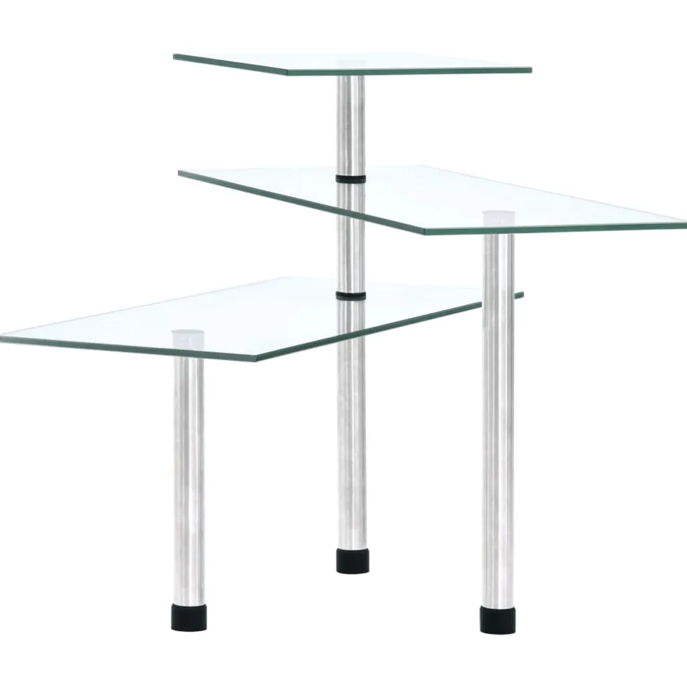vidaXL Hoekkastje keuken 3-laags gehard glas