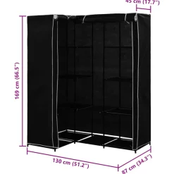 vidaXL Hoekkledingkast 130x87x169 cm zwart