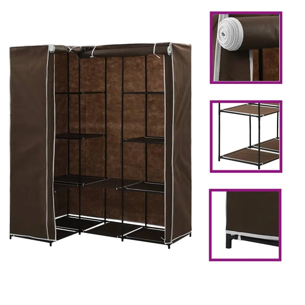 vidaXL Hoekkledingkast 130x87x169 cm bruin