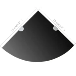 vidaXL Hoekplank met chromen dragers zwart 25x25 cm glas