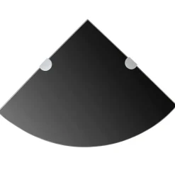 vidaXL Hoekplank met chromen dragers zwart 25x25 cm glas
