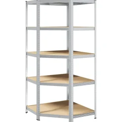 vidaXL Hoekplank met plank Zilver 90 x 90 x 198 cm Bewerkt hout
