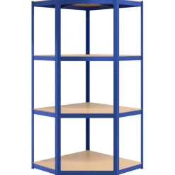 vidaXL Hoekrek 4-laags staal en bewerkt hout blauw